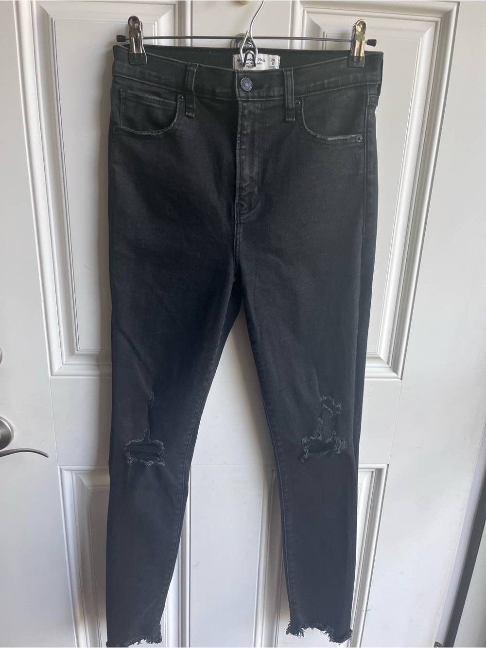 Abercrombie and Fitch black distressed skinny jeans